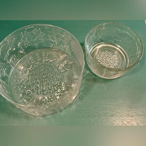2 Vintage Littala glass floral bowls. 7.5” & 5.25” Findland